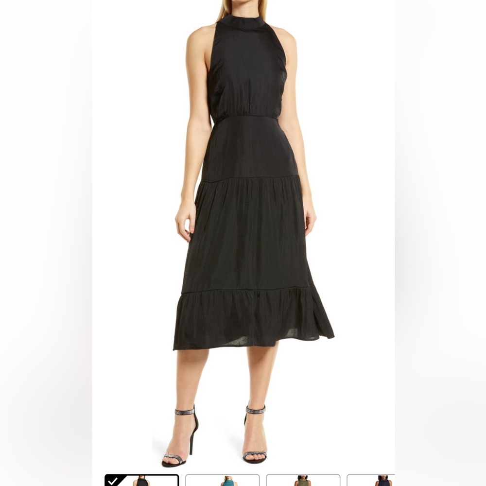 Sam Edelman Mock Neck Tiered MIDI Dress